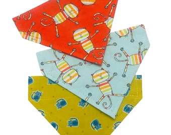 3 x Cat Bandana * Fabulous Bargain Gift Pack * 3 Designs  * Bargain Price * Slips over the Collar * Cat Size - #10