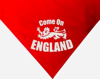 Dog Bandana * Football * Come On England * Red Design * Slides over the Collar * XS, Small, Medium ,Large