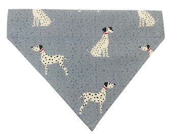 DOG  Bandana  * Dalmatian Blue Spotty  Design * Slips over the Collar * Xs, Small, Medium ,Large