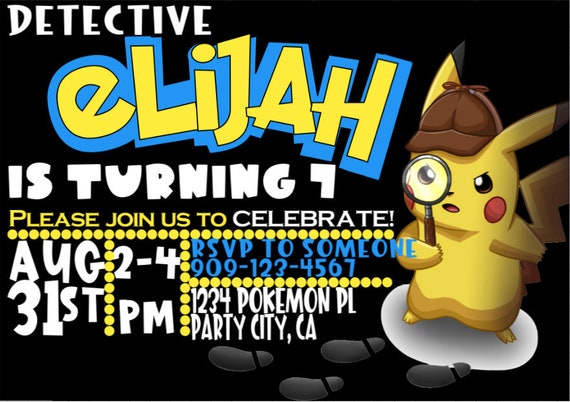 Detective Pikachu Invitation