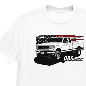 OBS Truck T-Shirt, Car Enthusiasts Gift Idea, Patriotic Design With American Flag