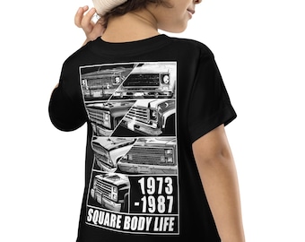 Camiseta de cuerpo cuadrado para niños pequeños, camiseta de camión cuadrado, camiseta C10, entusiastas de los camiones clásicos