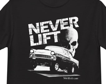 Drag Racing Car Shirt With Skull And Tri-Five Chevy
