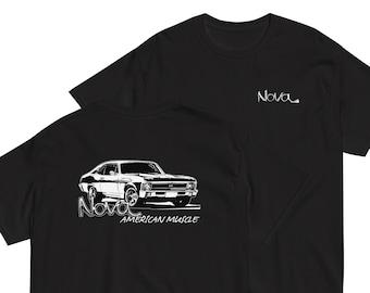 68-72 Nova Muscle Car T-Shirt With Back Print and Front Pocket Logo, Gift Idea For car enthusiast