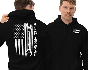 Diesel Mechanic Hoodie, Mens Truck Technician Sweatshirt