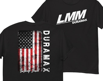 LMM Duramax T-Shirt For Men Diesel Truck Enthusiast TShirt With American Flag Design