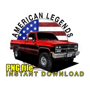 Squarebody Chevy Truck American Flag Graphic: K10 Clip Art (PNG)