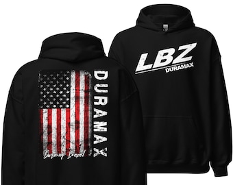 LBZ Duramax Hoodie , Dmax Diesel Truck Sweatshirt, Mens Hooded Pullover With American Flag Design