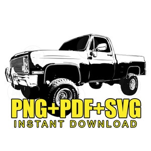 86 Square Body Chevy Truck K10 png Squarebody Vector Graphic Clip Art file for Printing tshirts cakes screenprint DTG