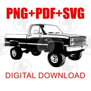 Square Body Chevy Digital Download, png and Vector Graphic Clip Art file Svg For tshirts, cakes, screenprint, DTG