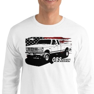 OBS Shirt With Long Sleeves and American Flag, Based On 90&#39;s Ford F250 F350 Truck