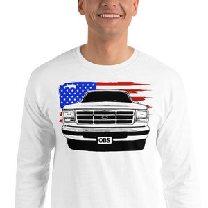 OBS Shirt With Long Sleeves and American Flag, Based On 90&#39;s Ford F250 F350 Truck
