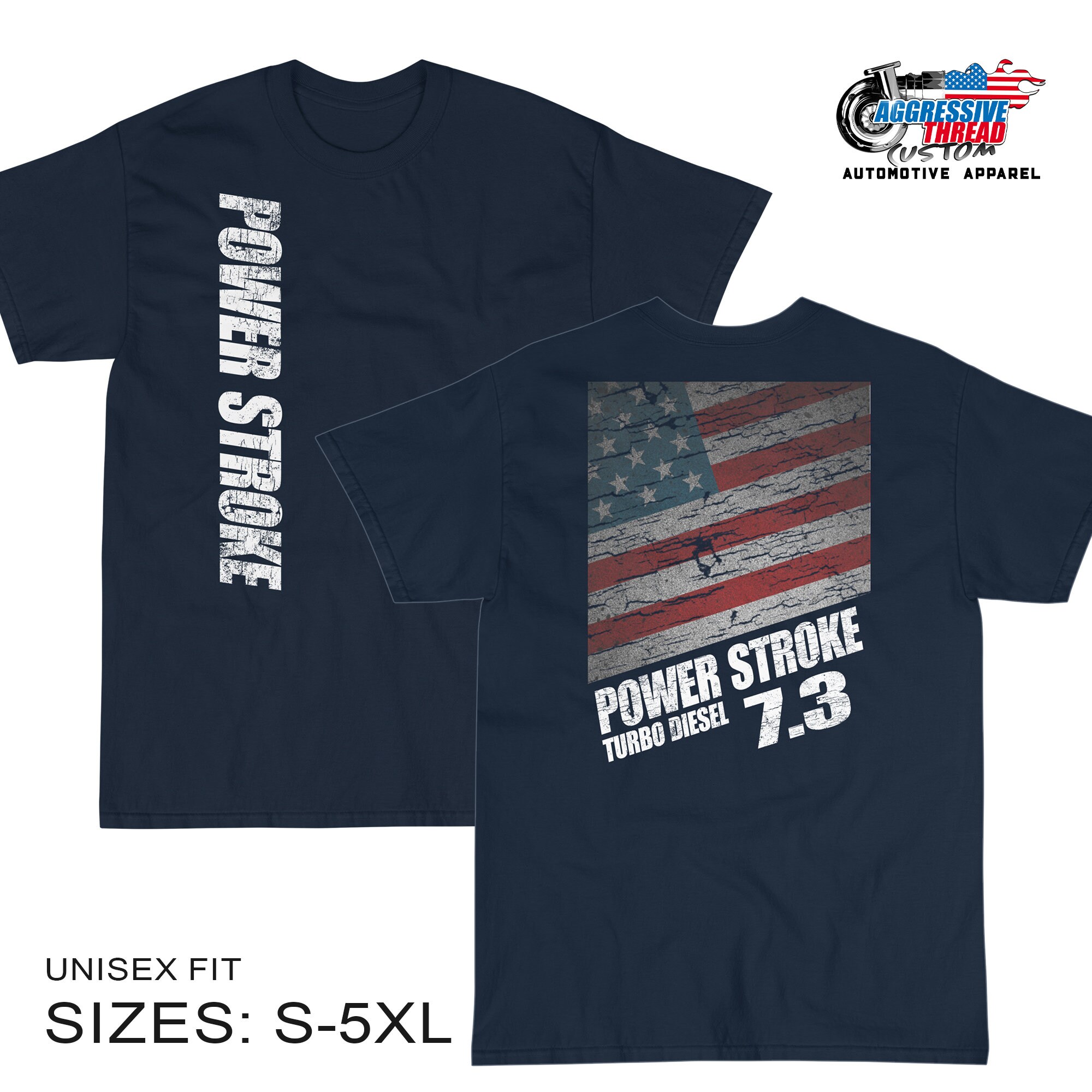 Aggressive Thread 7.3 Powerstroke T-Shirt with American Flag 