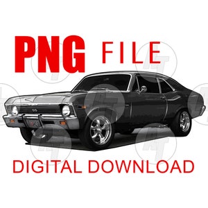 1968 Chevy Nova Tshirt Design, Digital Download, png Graphic Clip Art file