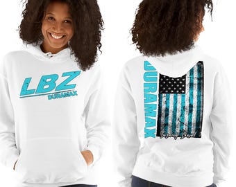 Sudadera con capucha LBZ Duramax para mujer con bandera estadounidense en verde azulado / Sudadera Diesel Truck para ella