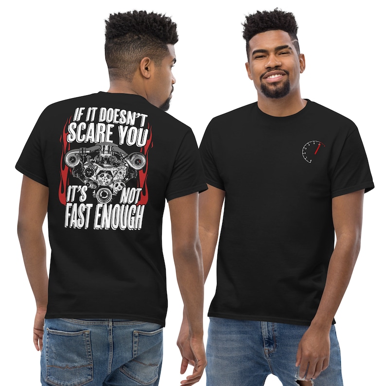 Car Enthusiasts Shirt, Gear Head Race Car Drag Racing Hot Rod T-Shirt modeled in black 2