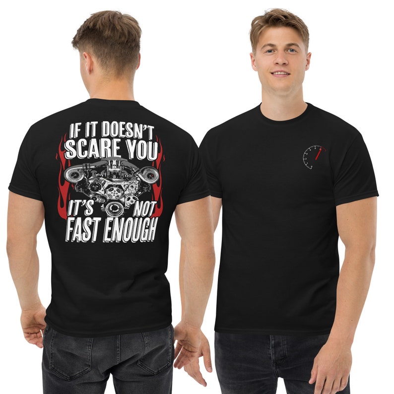 Car Enthusiasts Shirt, Gear Head Race Car Drag Racing Hot Rod T-Shirt modeled in black