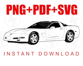 C5 Corvette Digital Descargar 5th Gen 98 Vette png Gráfico Vector Clip Art archivo para imprimir camisetas pasteles serigrafía DTG