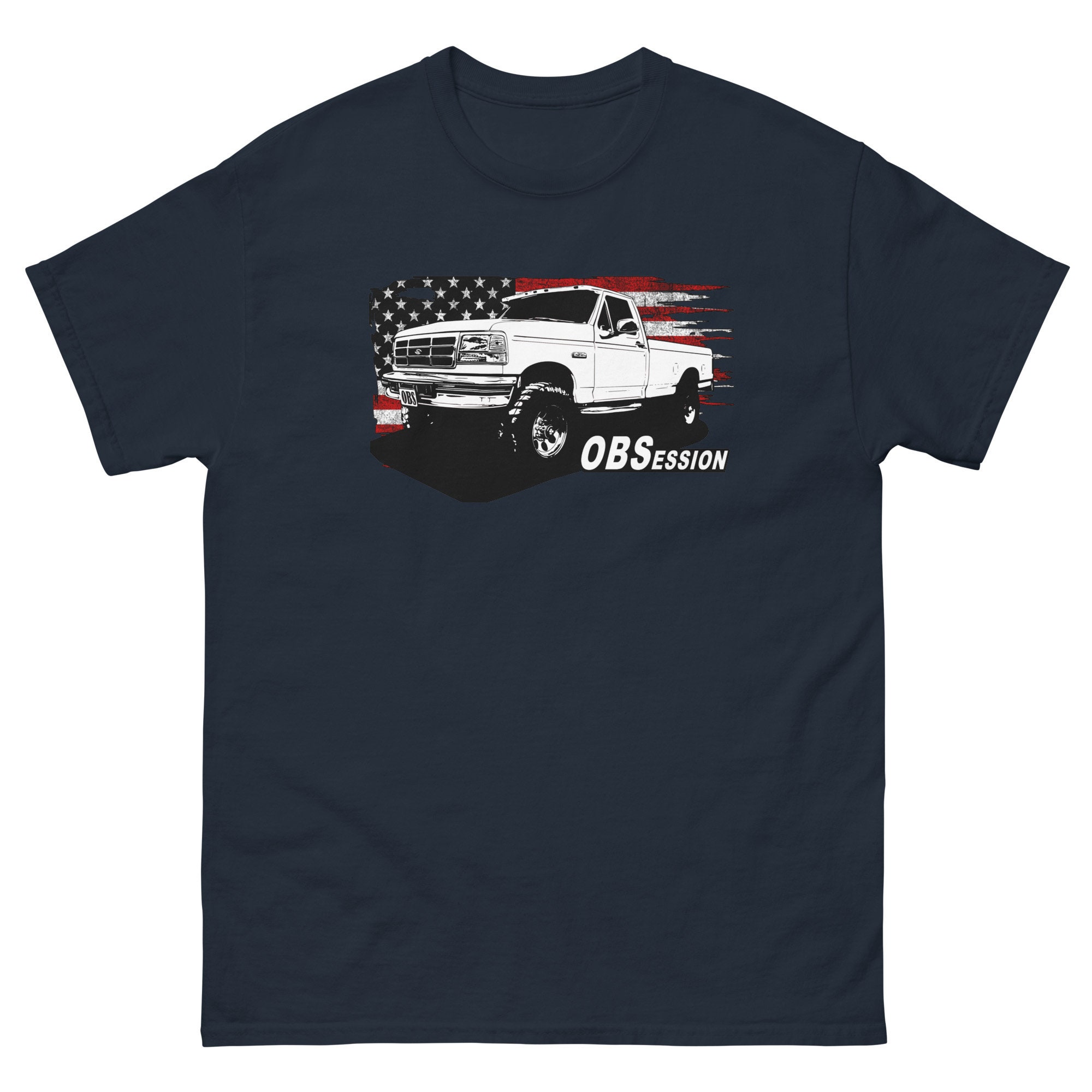7.3 Power Stroke T-Shirt: OBS Truck, American Flag Tee