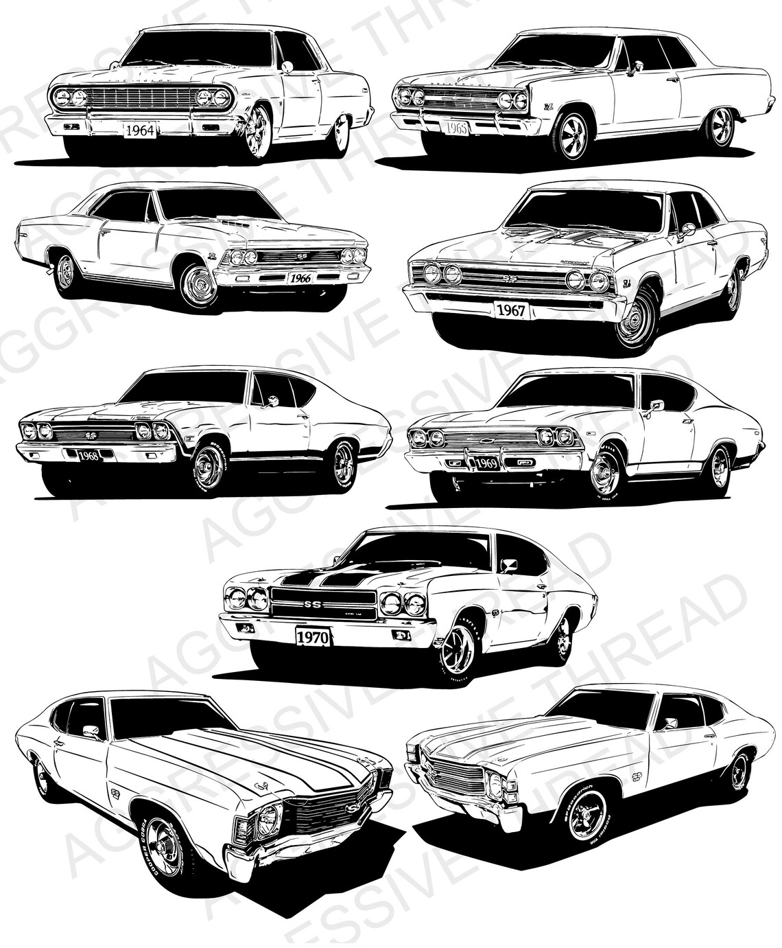 Chevy Chevelle 1964-1972 Vector Art (SVG/PNG/PDF) - Etsy