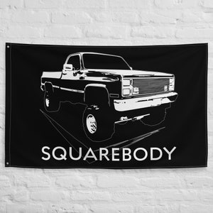 Square Body Truck Flag: Polyester Garage Banner, Man Cave Decor
