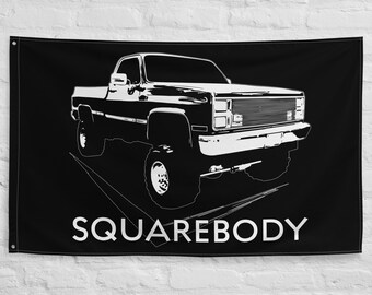 Square Body Truck Flag: Polyester Garage Banner, Man Cave Decor
