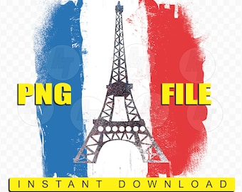 Tour Eiffel avec drapeau Français Png fichier Français couleurs téléchargement numérique Clip Art