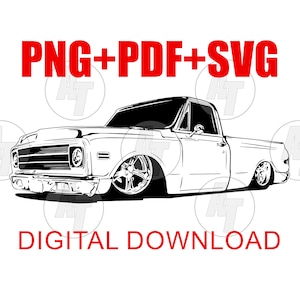 Chevy C10 Truck SVG, PNG pdf Vector Digital Download, Graphic Clip Art file for Printing T-Shirts Cakes Screenprint DTG