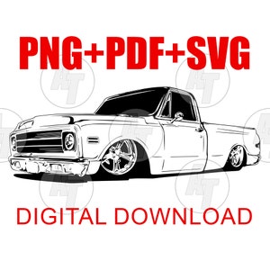 Chevy C10 Truck SVG, PNG pdf Vector Digital Download, Graphic Clip Art file for Printing T-Shirts Cakes Screenprint DTG