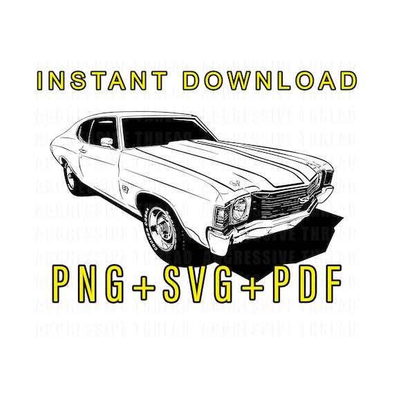 1972 Chevy Chevelle SS Digital Download, Chevelle png Graphic, Muscle Car Clip Art file, Vector Tshirt Design With Transparent Background