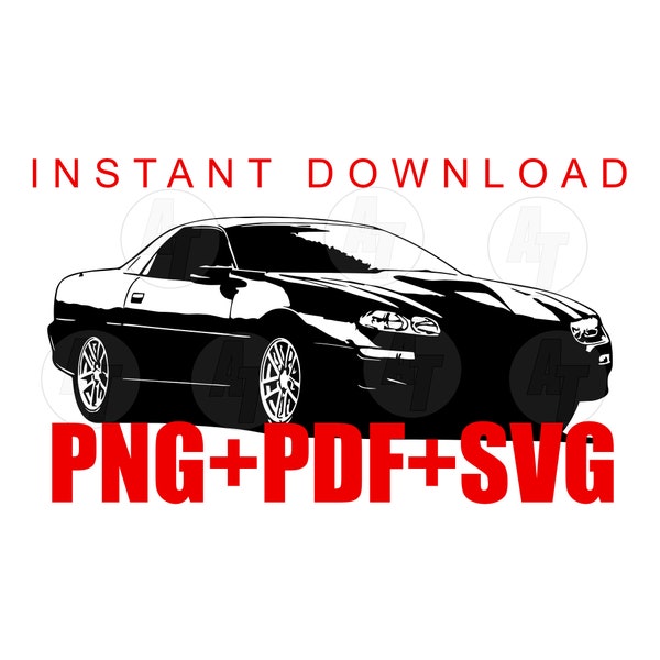 4th Gen Camaro SS PNG, Vector File SVG pdf Clipart Graphic For Tshirts, Design, Pod and Dtg