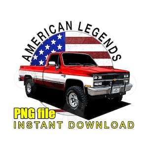 86 Square Body Chevy K10 Truck T-shirtontwerp, Amerikaanse vlag png Graphic Clip Art-bestand, afdrukken van taarten zeefdruk DTG, pod