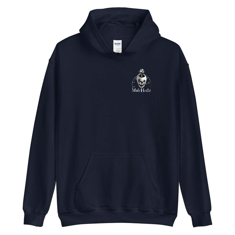 Front of Drag Racing Hoodie Car Guy Hot Rod Sweatshirt navy