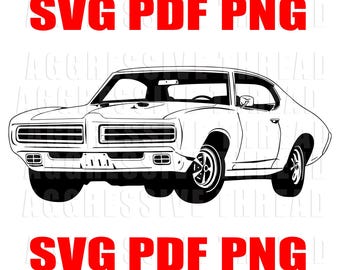 Archivo de imágenes prediseñadas vectoriales de 69 GTO Muscle Car, PNG, PDF, SVG, Illustrator de automóviles clásicos
