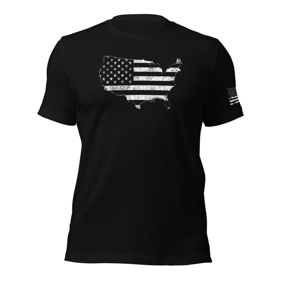 American Flag T-shirt With Sleeve Print, Patriotic 4th of