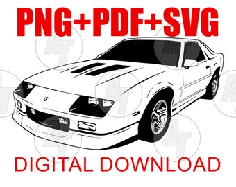 80年代カマロ I-Roc Z28 ベクターグラフィック：マッスルカーアート（デジタルダウンロード）