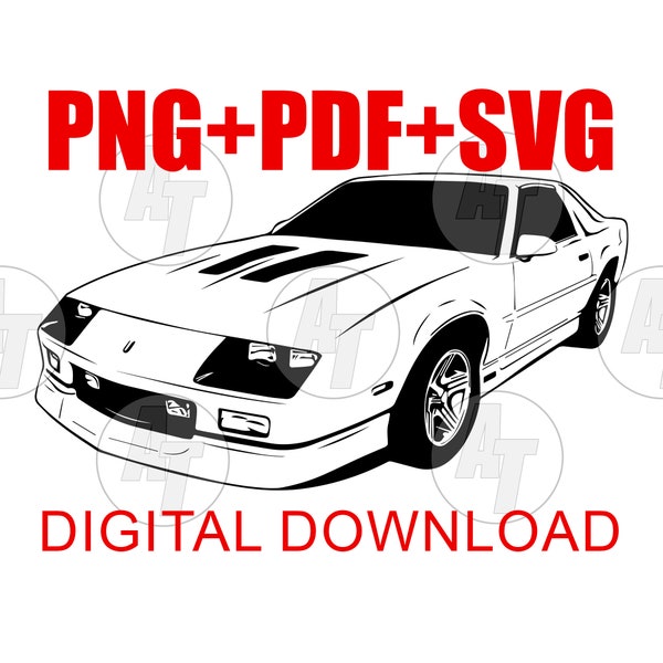 Third Gen Camaro Iroc Digital Download png Vector Svg Graphic Clip Art file for Printing tshirts cakes screenprint DTG