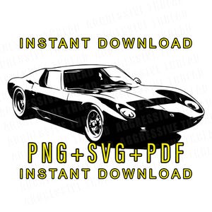Lamborghini Miura Cut File: Classic Sports Car Vector (SVG, PNG, PDF)