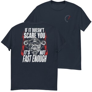 Car Enthusiasts Shirt, Gear Head Race Car Drag Racing Hot Rod T-Shirt in navy