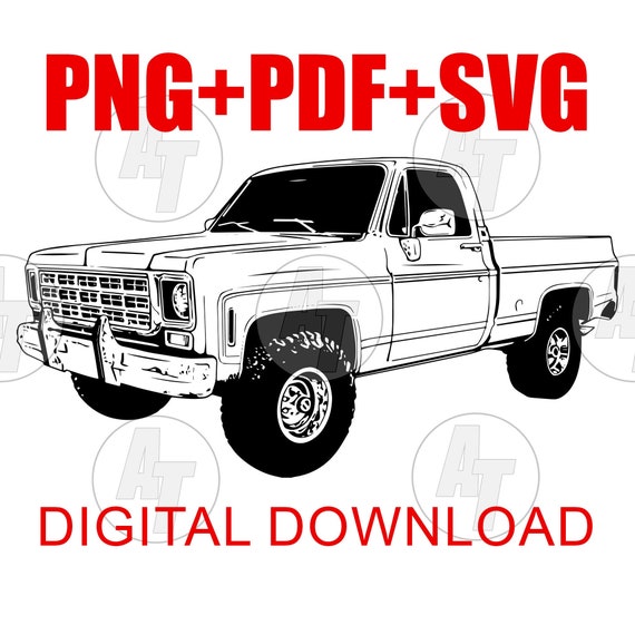 Square Body Chevy Truck Digital Download Vector SVG, Png Graphic ..., حجم الصورة 570x570