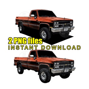 86 Square Body Chevy Truck PNG: American Flag Clipart (Digital Download)