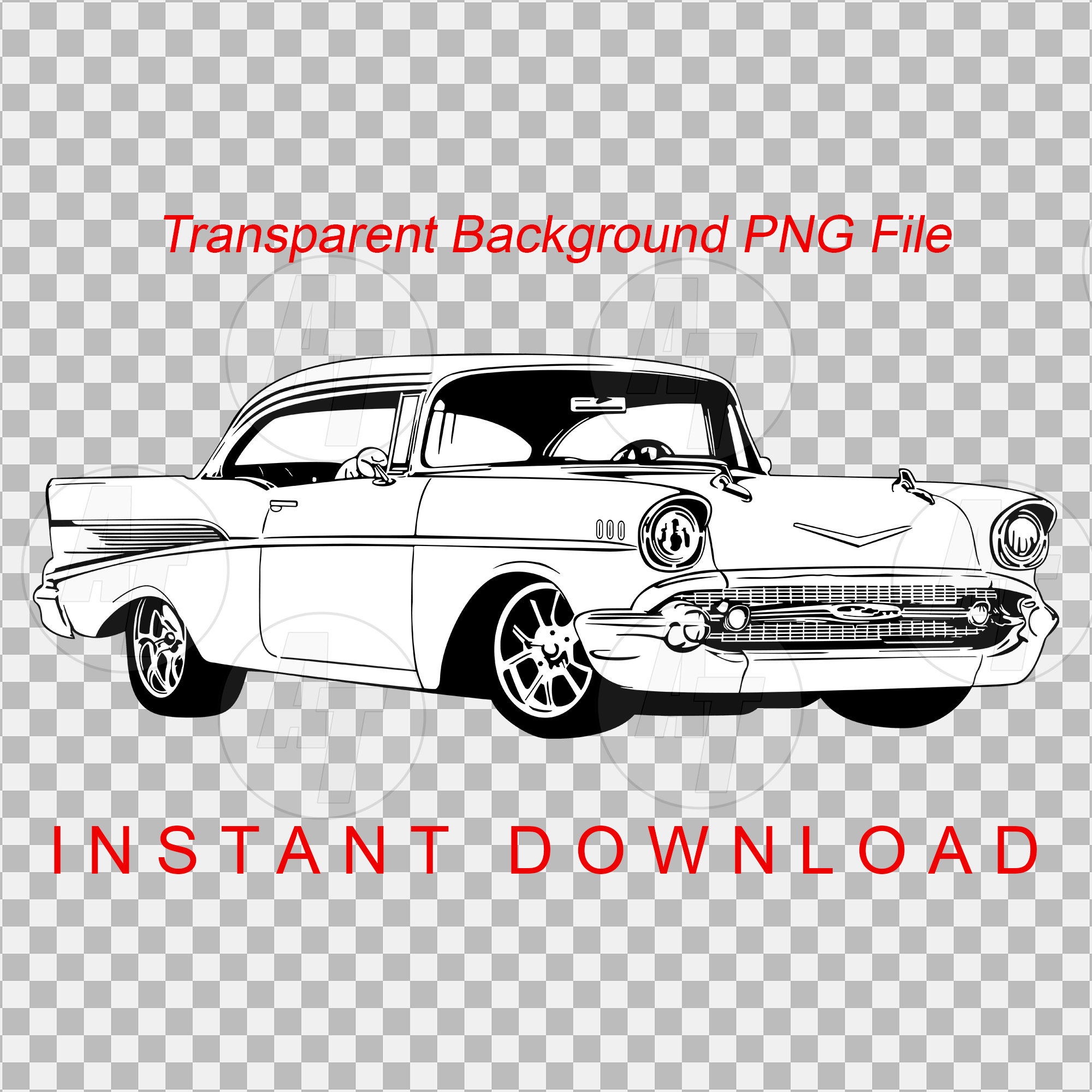 1957 Chevy Bel Air Clipart: PNG, SVG, JPG (digital Download) - Etsy Canada