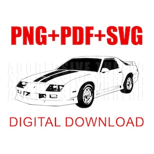 3rd Gen Camaro Iroc-Z  Digital Download, png Tranparent Background File, Vector Graphic Clip Art. Tshirt Design DTG POD