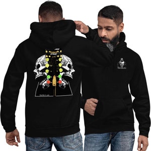 Man modeling Drag Racing Hoodie Car Guy Hot Rod Sweatshirt Black