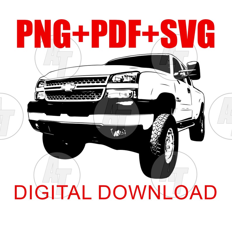 Digital nedladdning av Chevy Silverado | Duramax Cateye | PNG SVG-vektorfil för t-shirtdesign bild 1