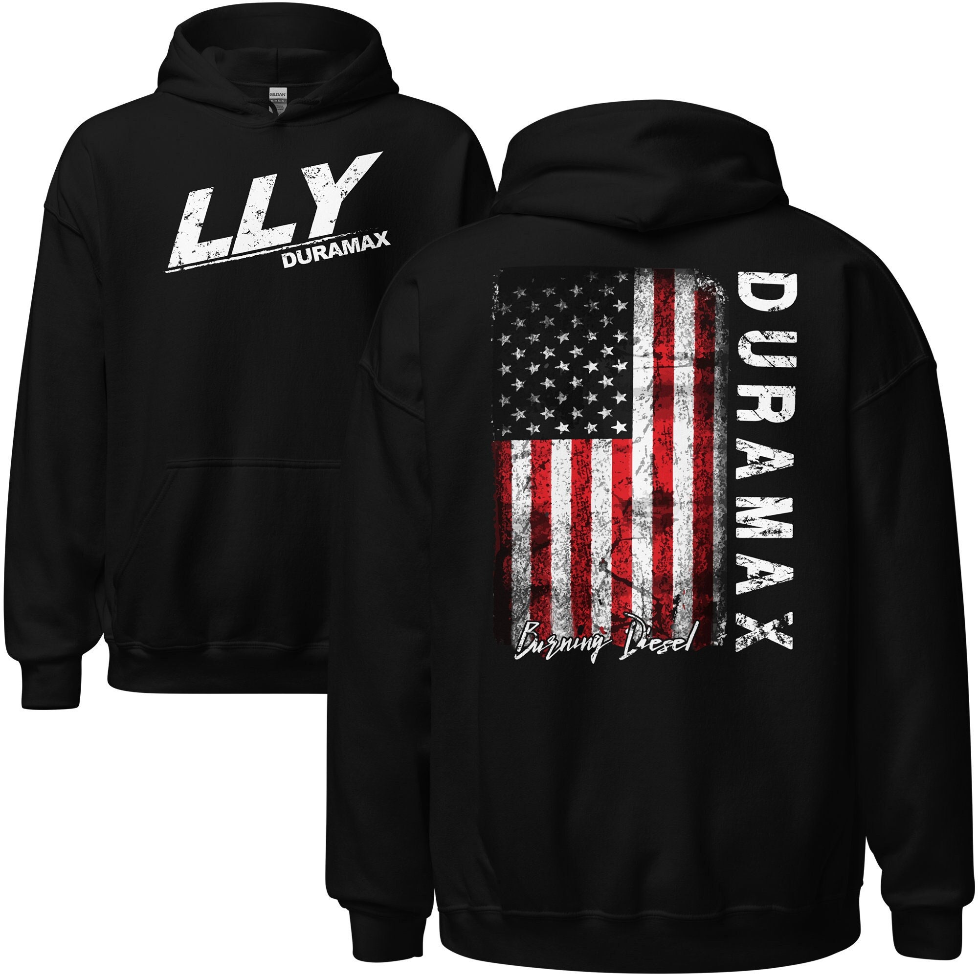 Sudadera con capucha LLY Duramax sudadera de camion diesel con bandera americana en la espalda Etsy Mexico