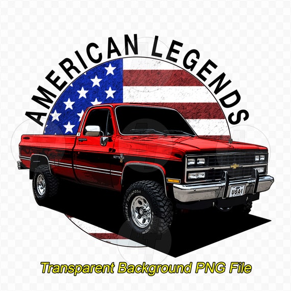 アメリカ国旗デザイン トラックモデル 1/18 Squarebody Chevy Truck American Flag Graphic: K10 Clip Art (PNG