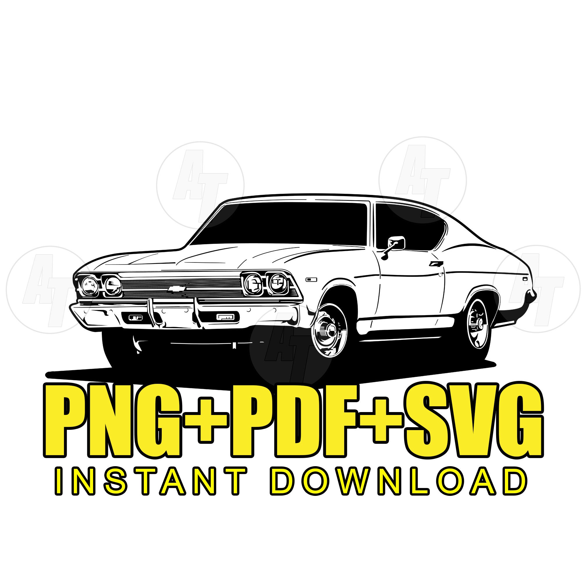 1969 Chevelle Muscle Car Image: SVG PNG Vector (digital Download) - Etsy