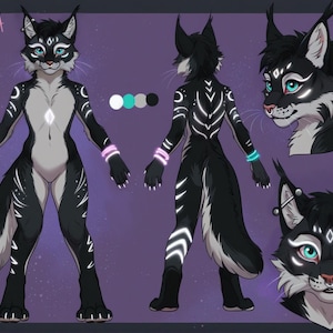 Custom Furry Character Reference Sheet | Fursona Ref Sheet Art Commission | Anthro OC Design | SFW or NSFW