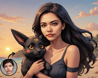 Fan Art Commission - Selfie with any Character or Celeb- Digital Comic style Drawing, Unique Gift for men, her, boyfriend, Halloween, Poke
